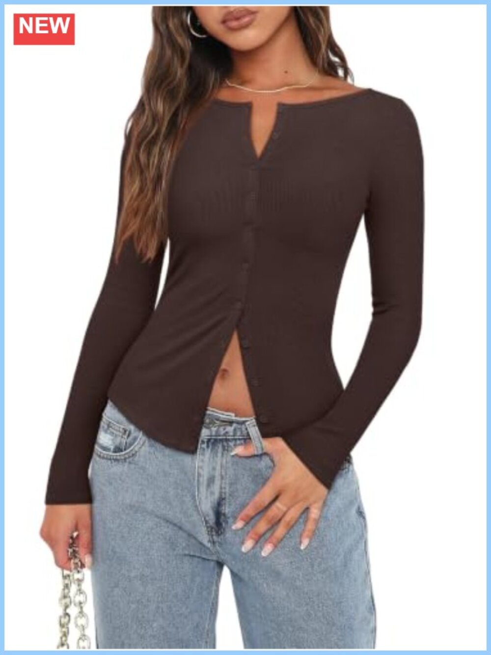 REORIA Ribbed Knit Crop Cardigan Button Down Long Sleeve Boat Neck Slim Fit Top